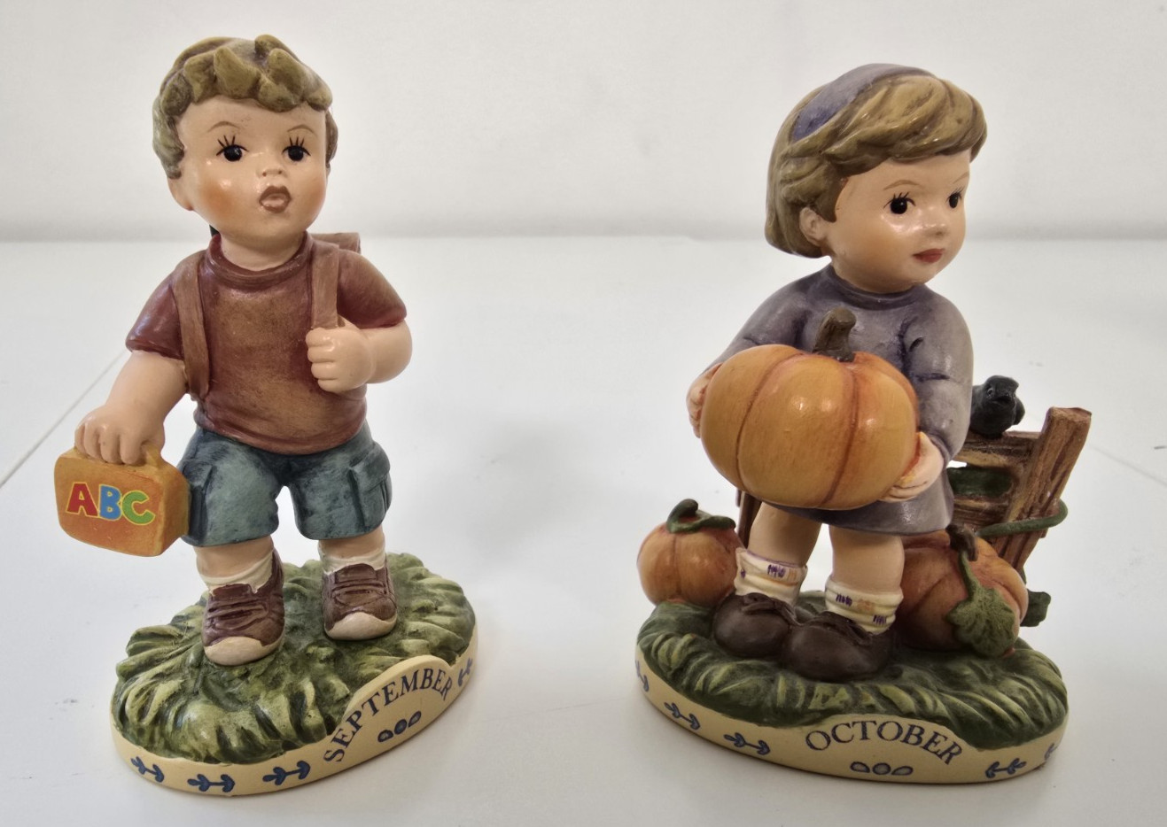 MJ Hummel 2016 Calendar Figurines September October Set Danbury Mint COA MJ Hummel 2016 Calendar Figurines September October Set Danbury Mint COA