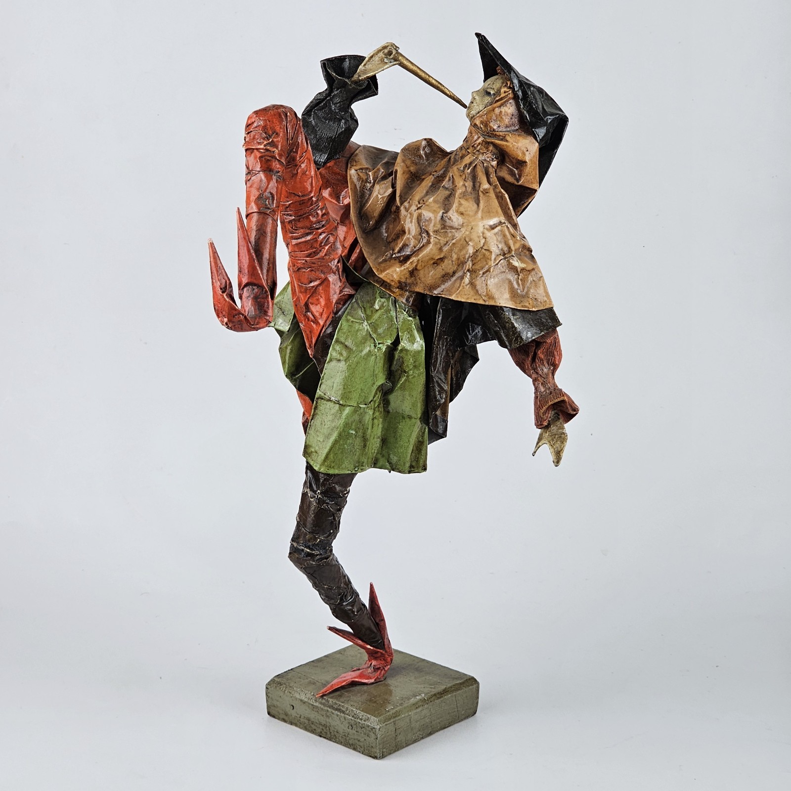Vintage Handcrafted Folk Art Jester Sculpture Martin Renteria Papier Mache