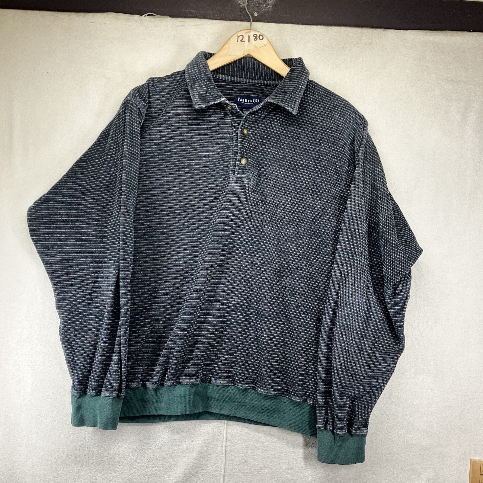 VTG Velour Polo Shirt Mens Large LS Classic 90s Colors Teal Sage Purple Striped VTG Velour Polo Shirt Mens Large LS Classic 90s Colors Teal Sage Purple Striped