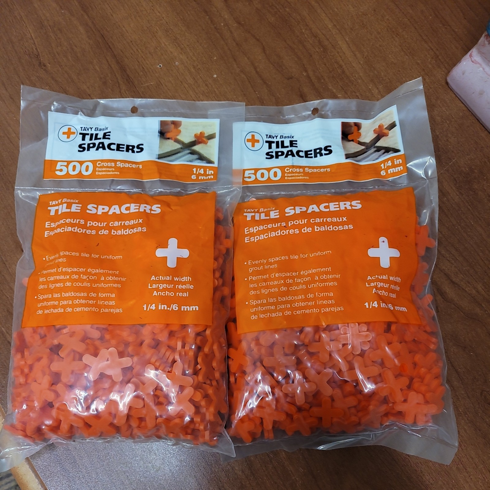 Tavy Basix Tile Spacers 1/4in 6mm 500 Cross Pcs Orange Plastic 2 bags/1000 Pcs Tavy Basix Tile Spacers 1/4in 6mm 500 Cross Pcs Orange Plastic 2 bags/1000 Pcs