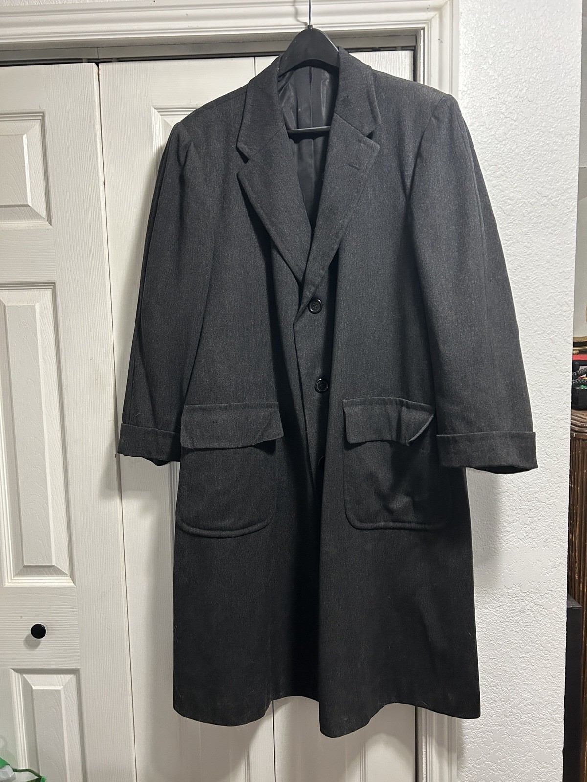 Vtg 1960s Chester Barrie Grey Wool Overcoat Coat Maurice Anderson Hotel Utah 42