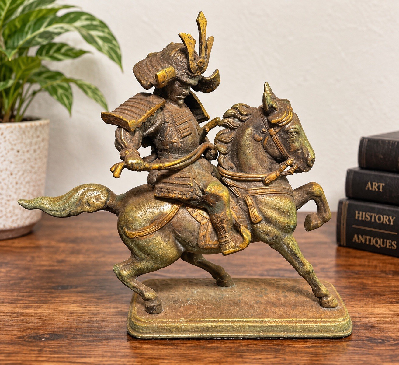Japanese Bronze Samurai Horsemen Warrior Kusunoki Masashige Statue Masahige