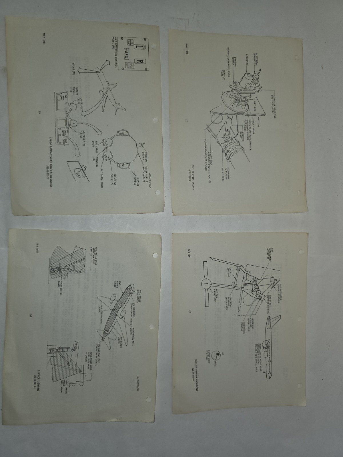 Vintage 1981 Boeing Aircraft Technical Manual Diagrams 4-Sheet Lot Aviation