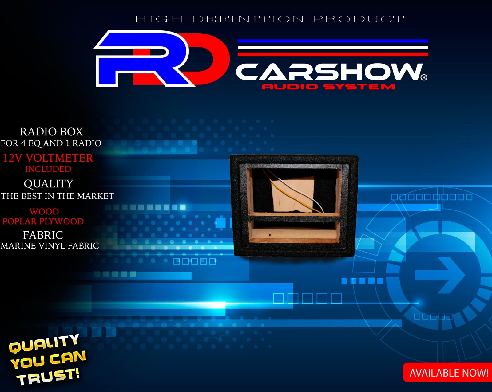 RDCARSHOW RADIO BOX FOR 4 EQUALIZERS AND 1 RADIO + FREE 12V VOLTMETER