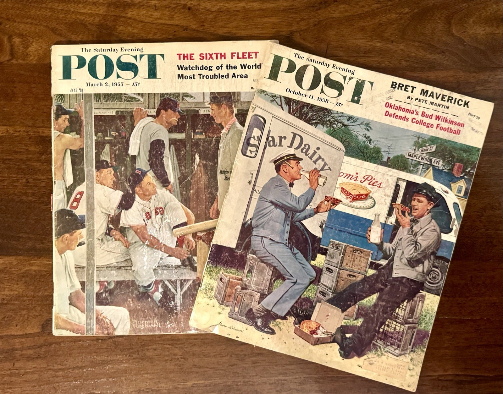The Saturday Evening Post Illustrated Magazines 1957-1958 The Rookie / Milk Man 