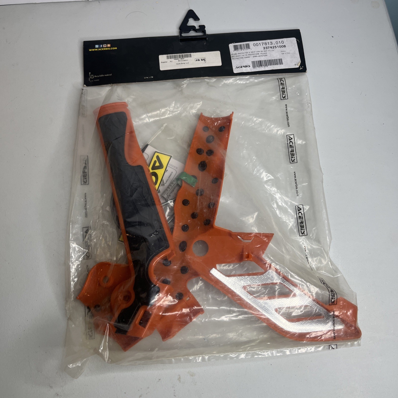 Acerbis - 2374251008 - X-Grip Frame Guards, Orange/Black