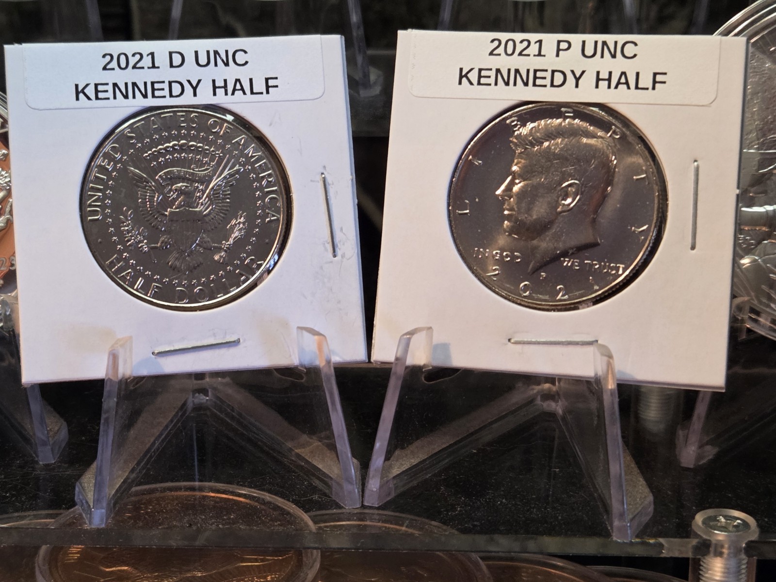 2021 P & D KENNEDY HALF DOLLAR TWO COIN CLAD SET UNCIRCULATED FROM MINT ROLLS