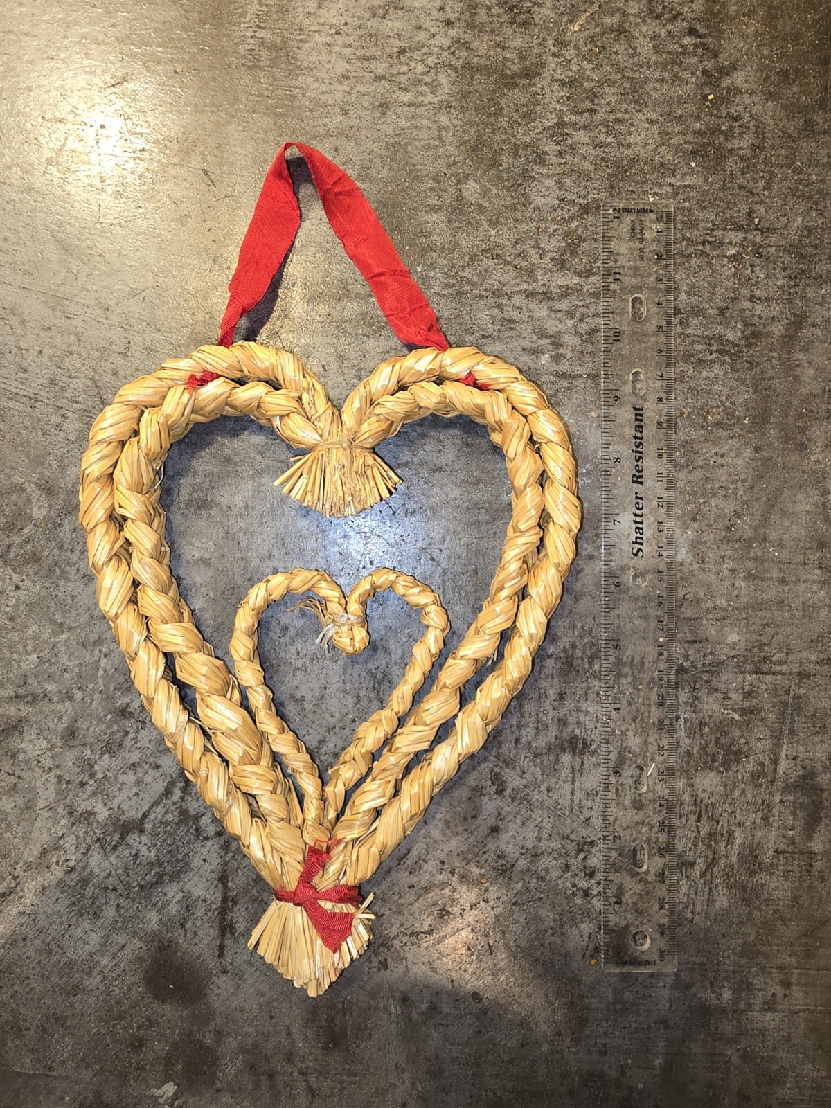 Vintage Swedish Braided Straw Double Heart Wall Hanging/Ornament Vintage Swedish Braided Straw Double Heart Wall Hanging/Ornament