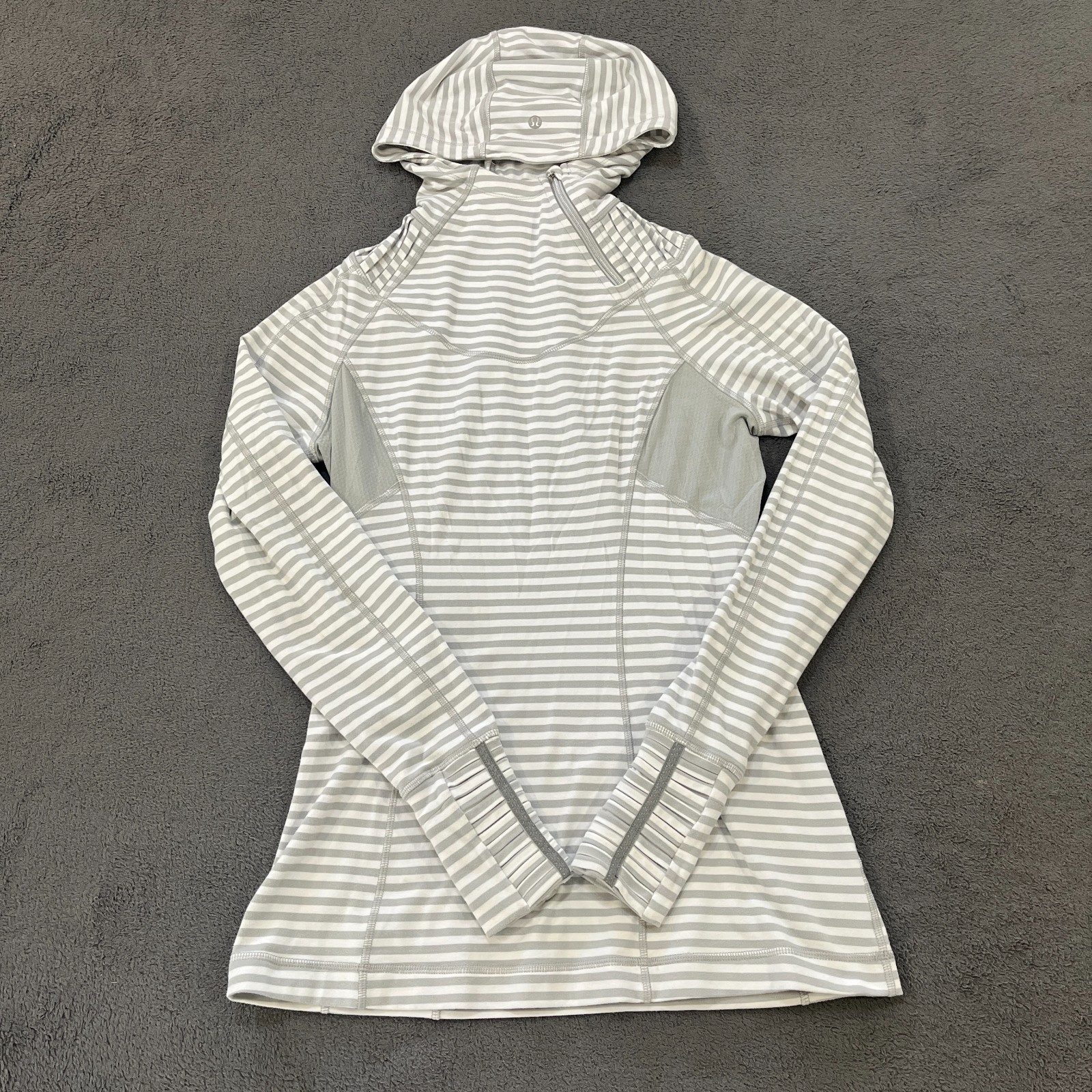 Lululemon Striped Asymmetric Half Zip Pullover Hoodie Activewear- Women\'s Size 8