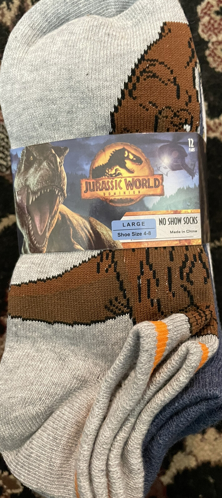 NWT Boy\'s Jurrasic World 12-Pack No-Show Socks/Size L/Shoe Size 4-8 Collector NWT Boy\'s Jurrasic World 12-Pack No-Show Socks/Size L/Shoe Size 4-8 Collector