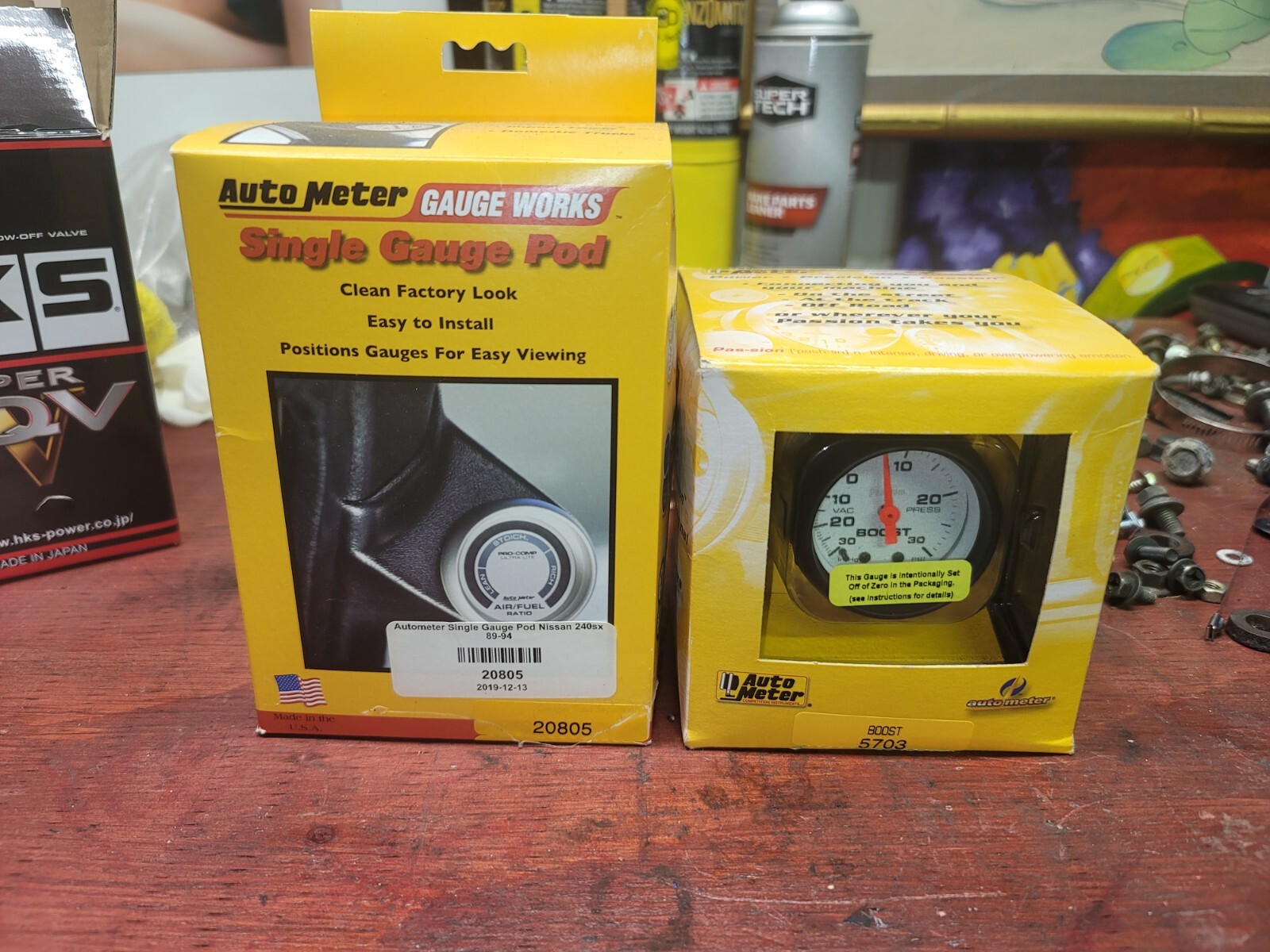 Auto Meter Boost Gauge 5703 & Auto Meter 20805 Gauge Mount A-Pillar Pod 240sx