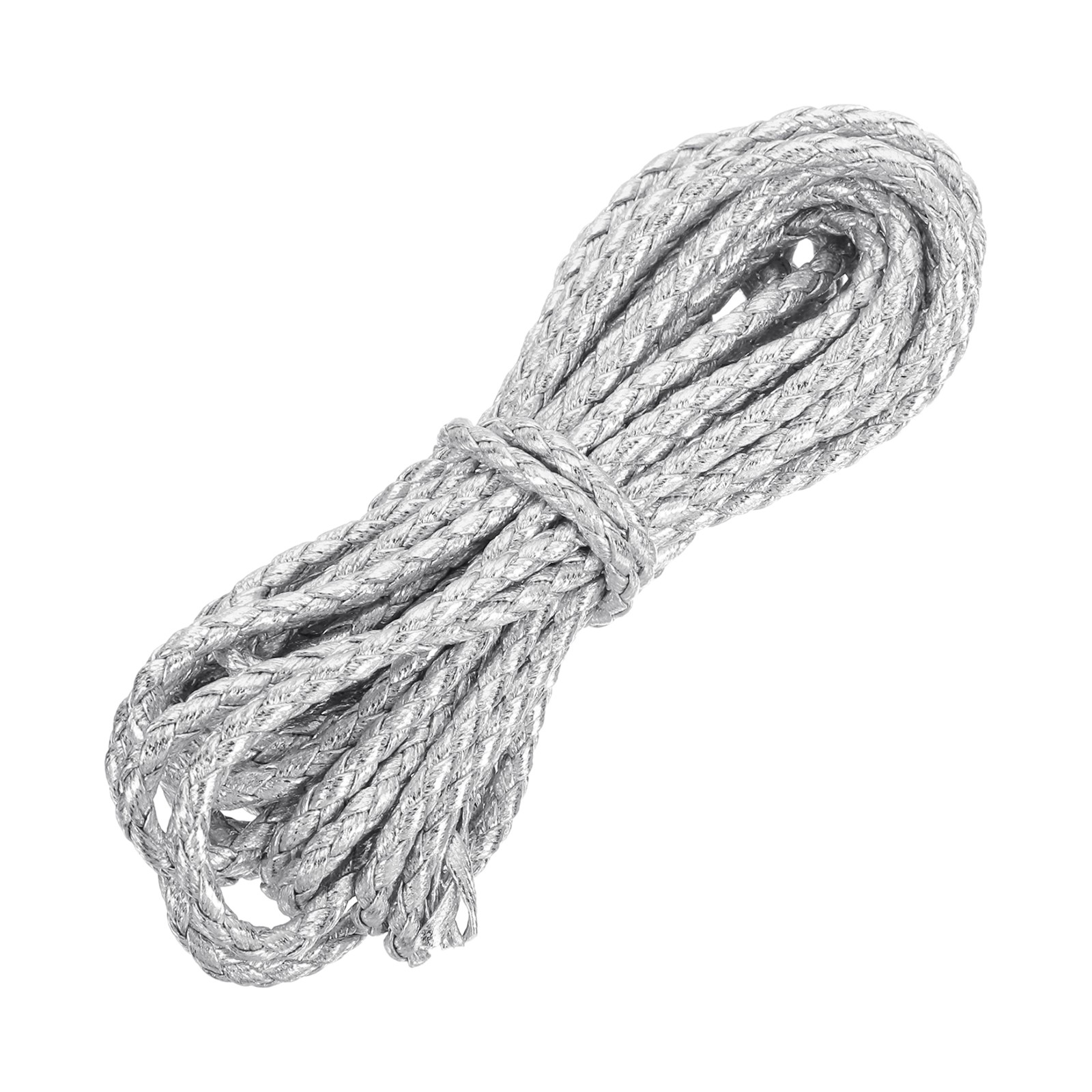 Leather Cord, 5.47 Yards 3mm Dia PU Braiding Thread String for DIY , Silver