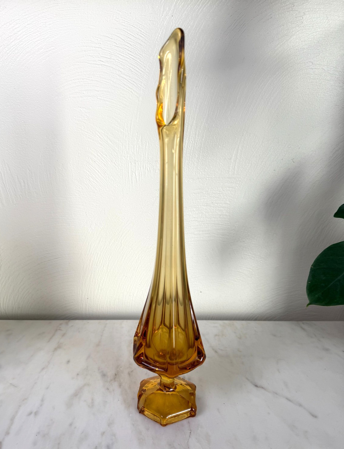 Vintage MCM Viking Glass Amber Swung Vase 14.5\ Vintage MCM Viking Glass Amber Swung Vase 14.5\