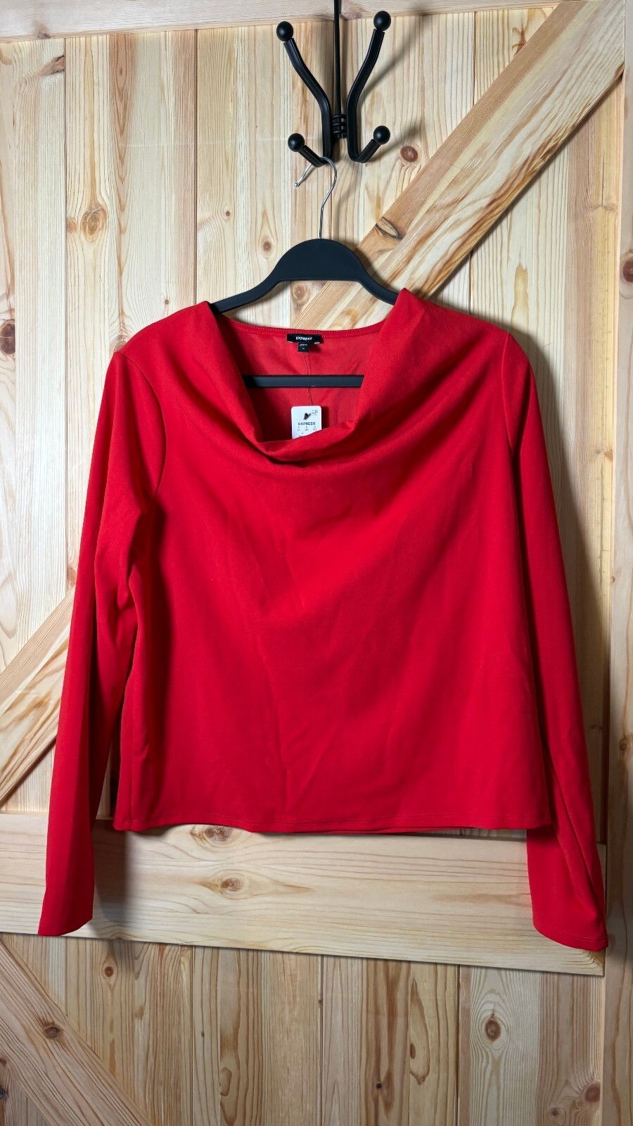 Express Red Long Sleeve Cowl Neck Top Size M NWT