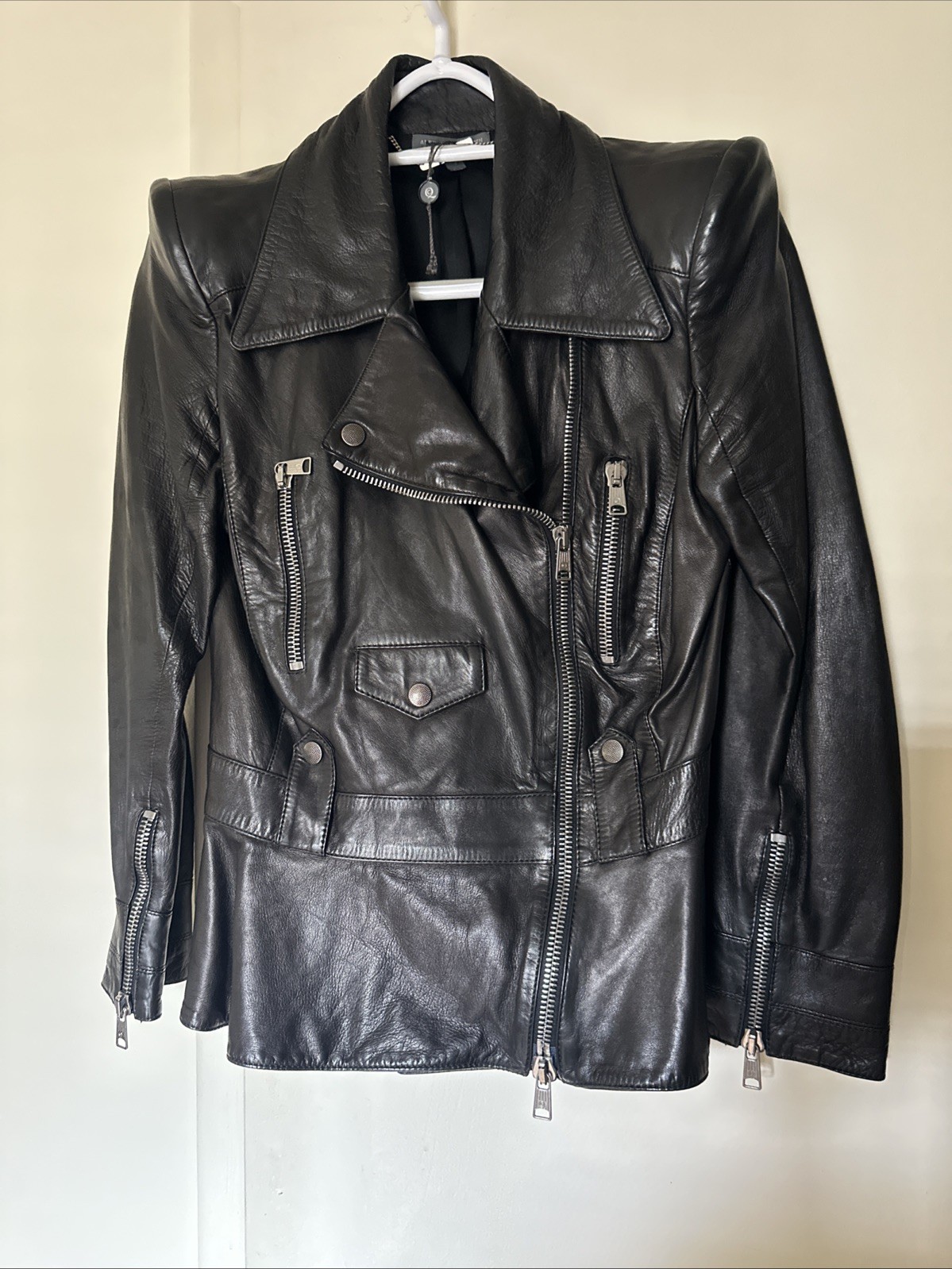 RARE Alexander McQueen Leather Peplum Biker Jacket Size 42 (US 8) RARE Alexander McQueen Leather Peplum Biker Jacket Size 42 (US 8)