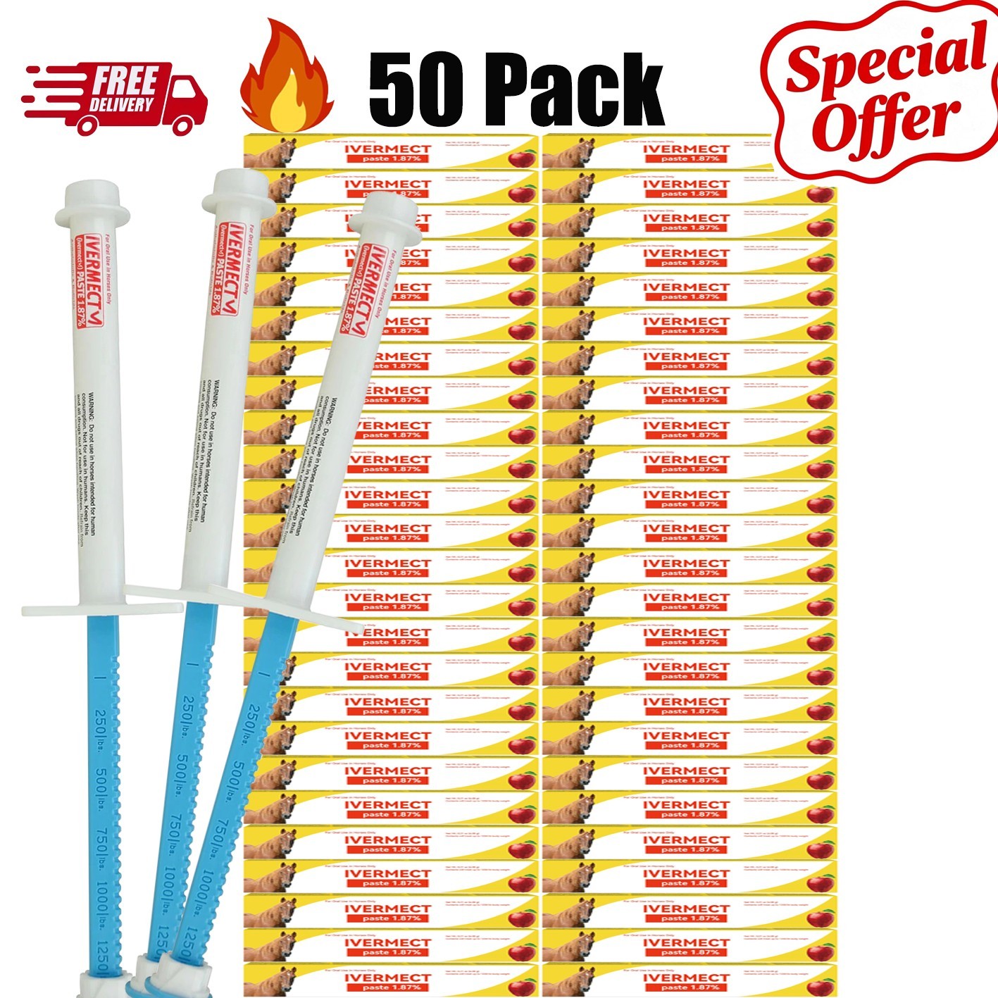 50 Pack In Box Paste Horse Dewormer Apple Flavor wormer US EXP1/2028