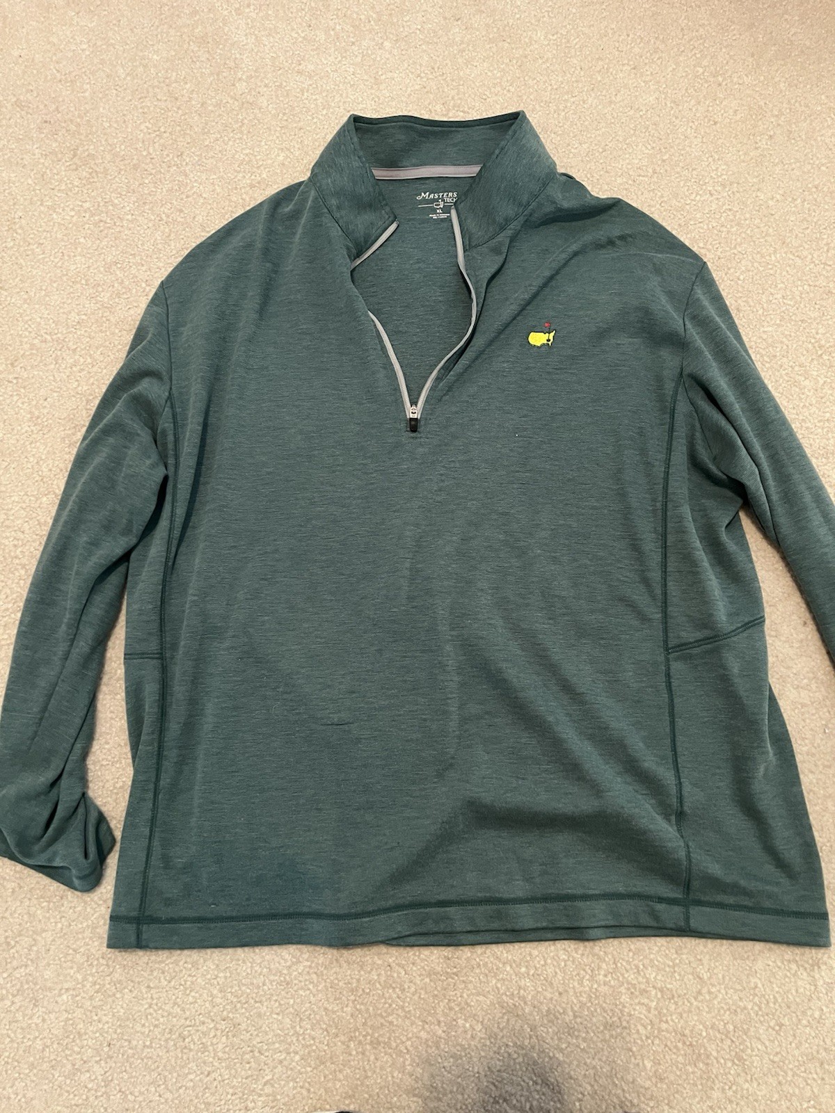 Masters Tech Green Mini Stripe 1/4 Zip Golf Pullover Jacket Size XL Masters Tech Green Mini Stripe 1/4 Zip Golf Pullover Jacket Size XL