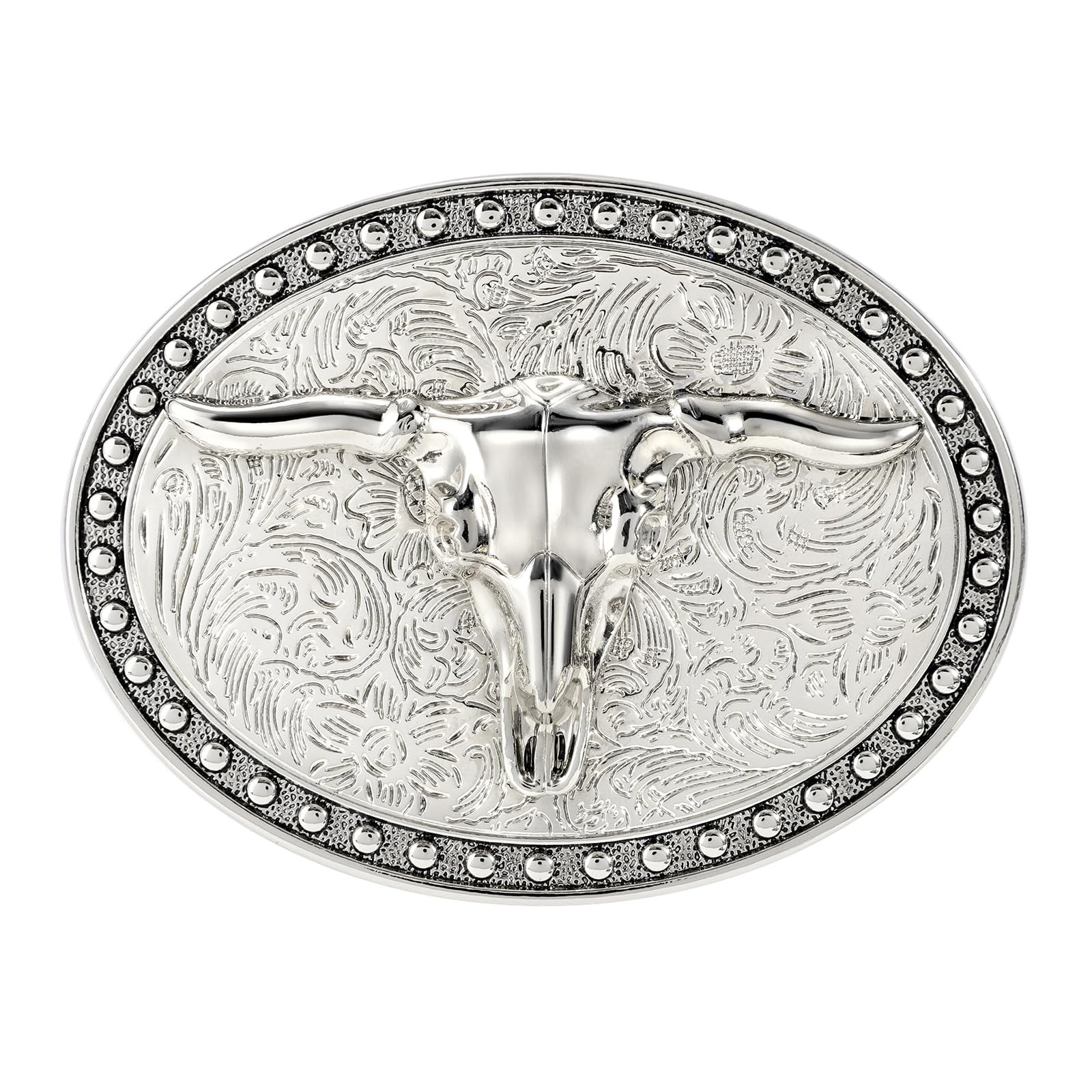 LALATCH Western Cowboy Belt Buckle for Men Vintage Medium, Slivery Big Bull LALATCH Western Cowboy Belt Buckle for Men Vintage Medium, Slivery Big Bull