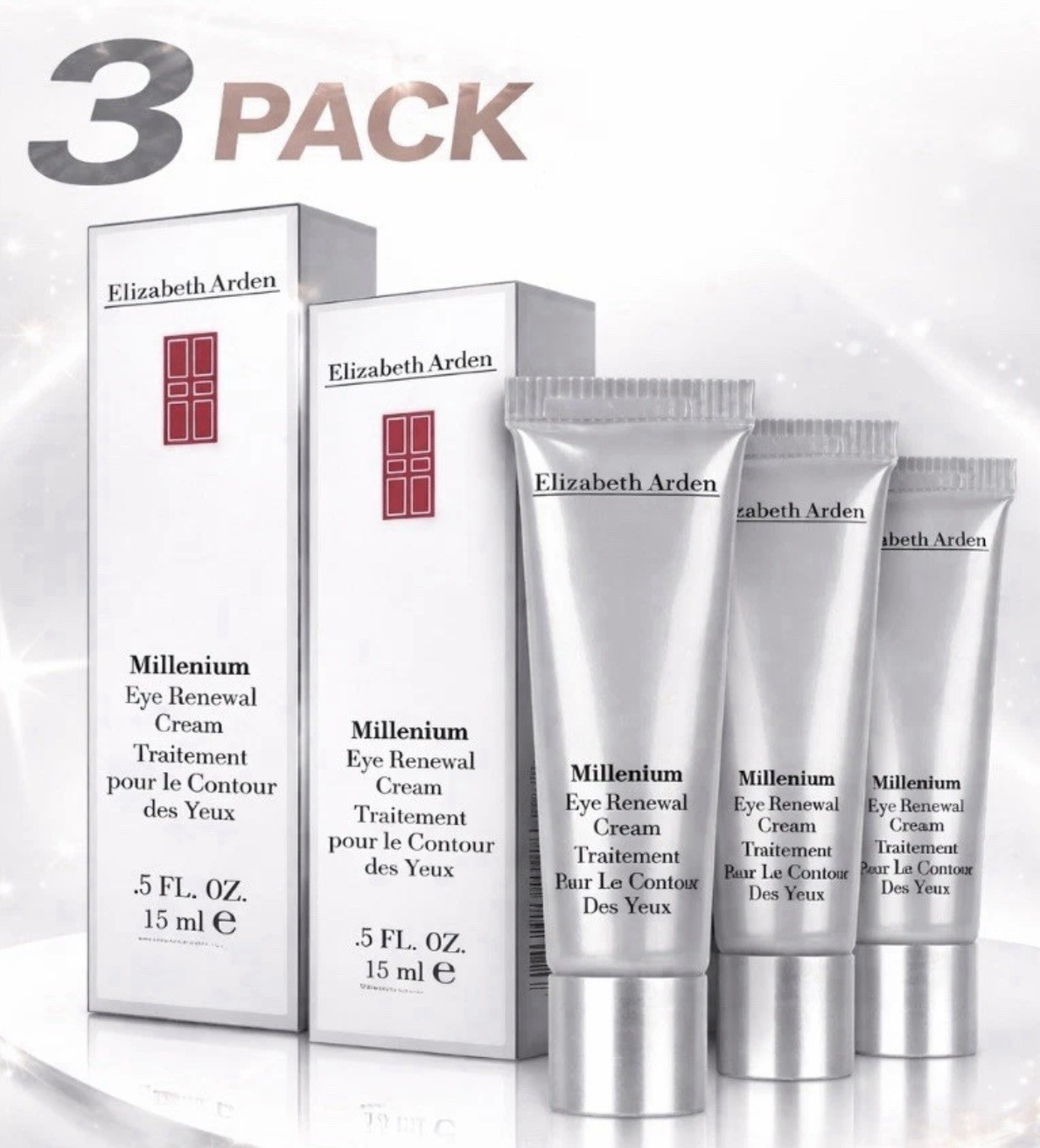3 PACK-Elizabeth Arden Millennium Renewal Eye Cream All Skin Types 3x15ml-Boxed 3 PACK-Elizabeth Arden Millennium Renewal Eye Cream All Skin Types 3x15ml-Boxed