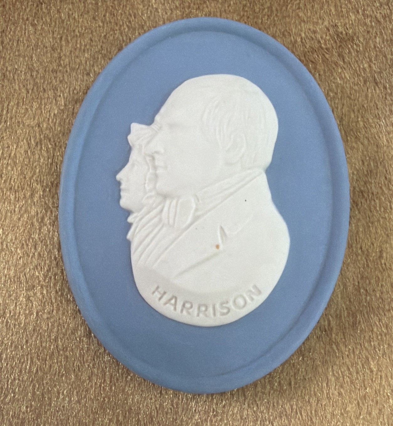 Wedgwood Jasperware President Benjamin & Anna Harrison Oval 2.25\