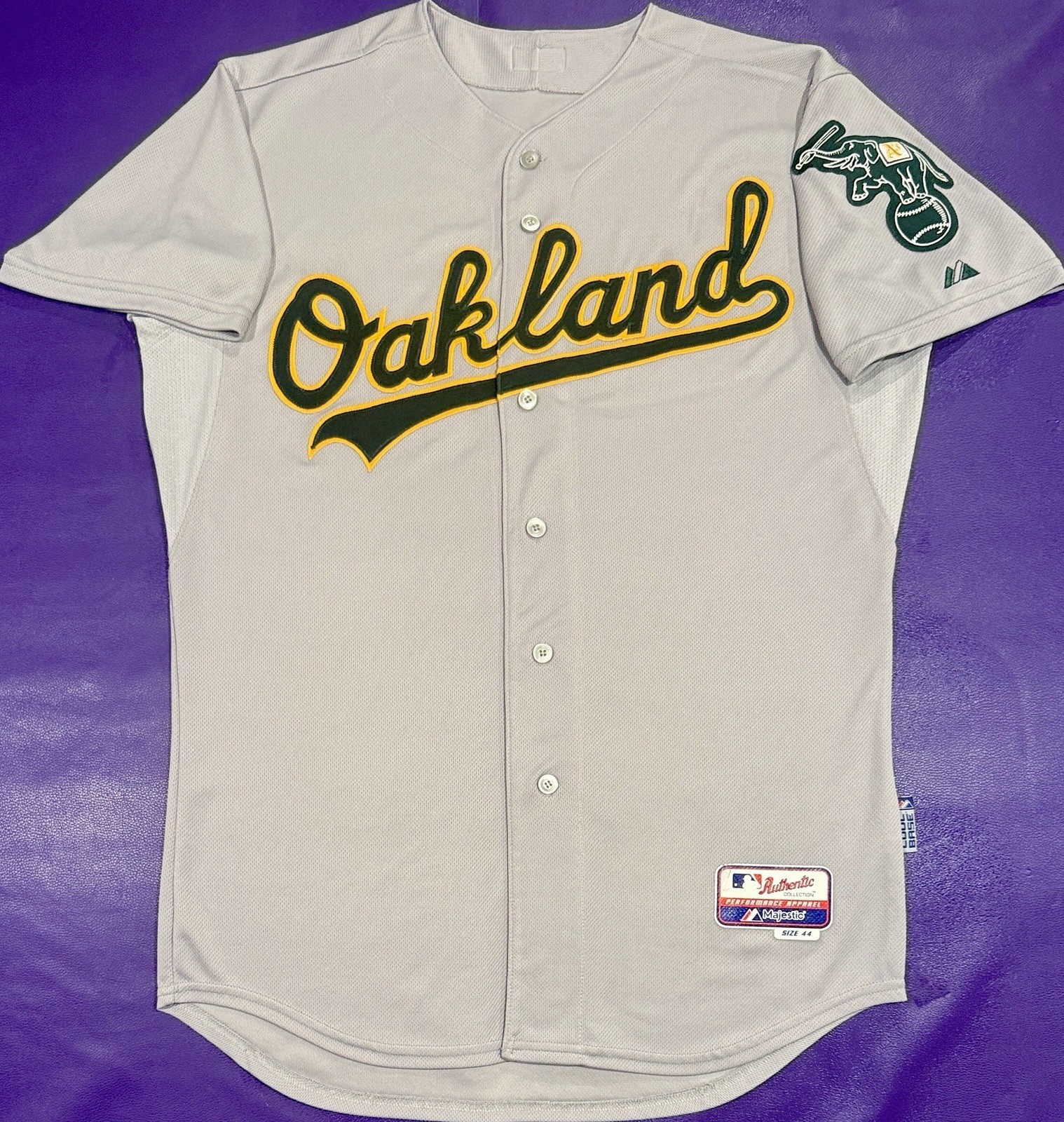 Authentic Oakland Athletics On Field Pro Cut Road Gray Majestic Jersey 44 Authentic Oakland Athletics On Field Pro Cut Road Gray Majestic Jersey 44
