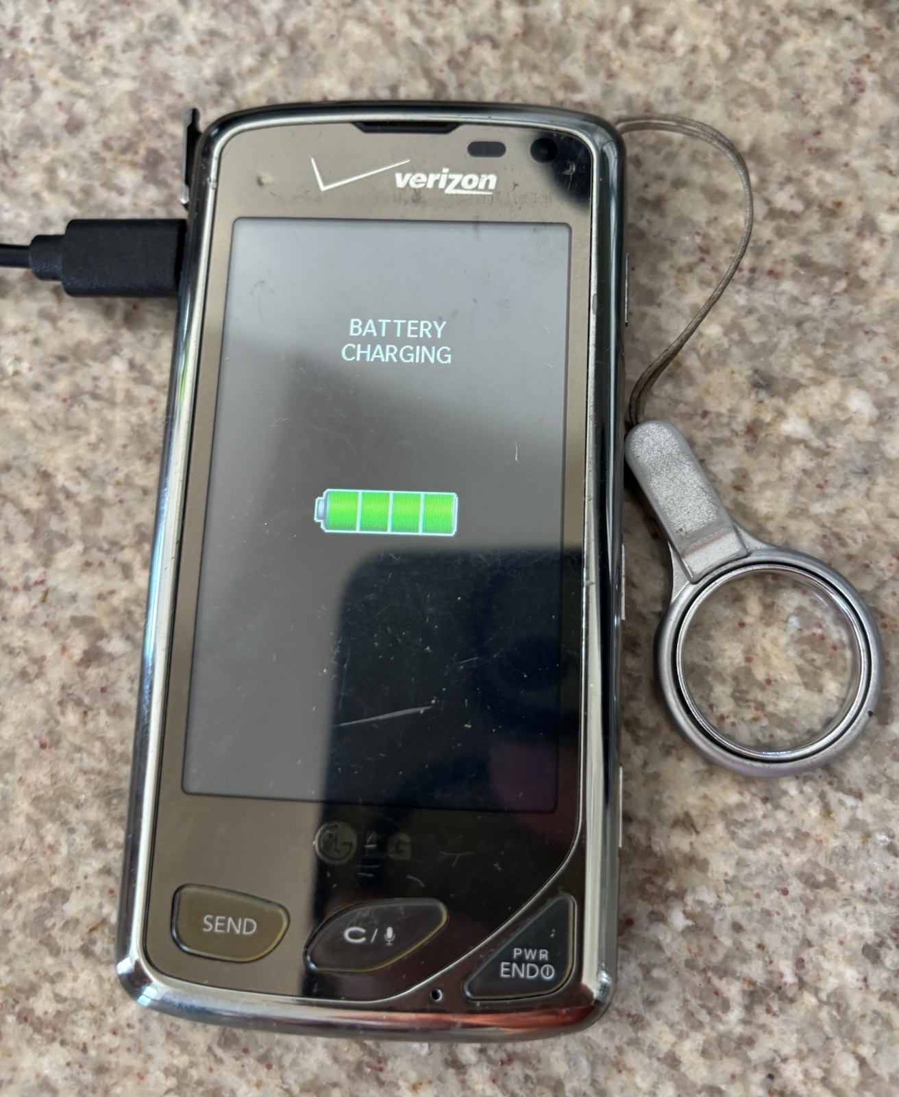 LG Chocolate Touch VX8575 - Silver and Black Rare Cellular Phone W/charging Wire