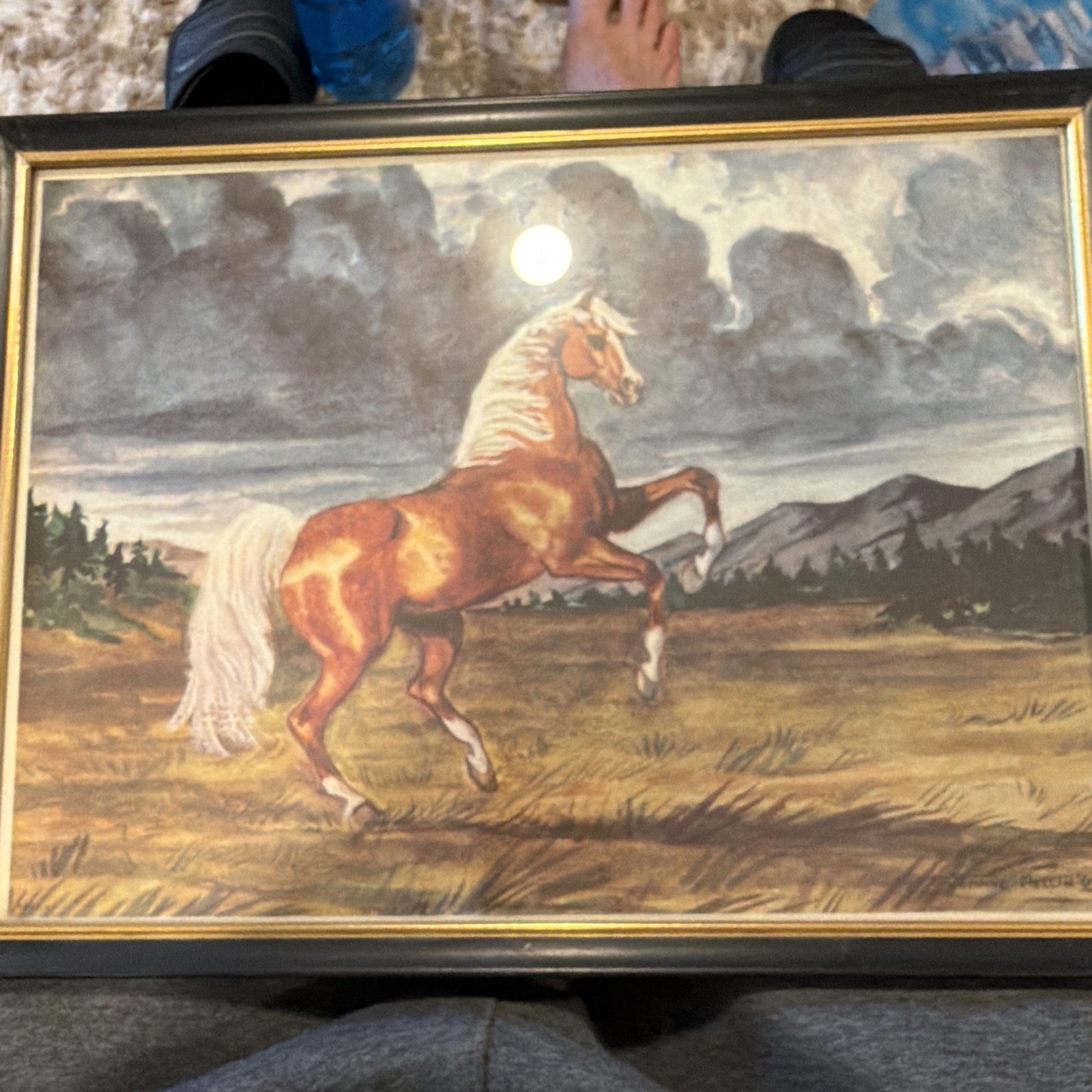 Two 1949 Jeanne Mellin Horse Print Framed Original Signature Equine Art rare