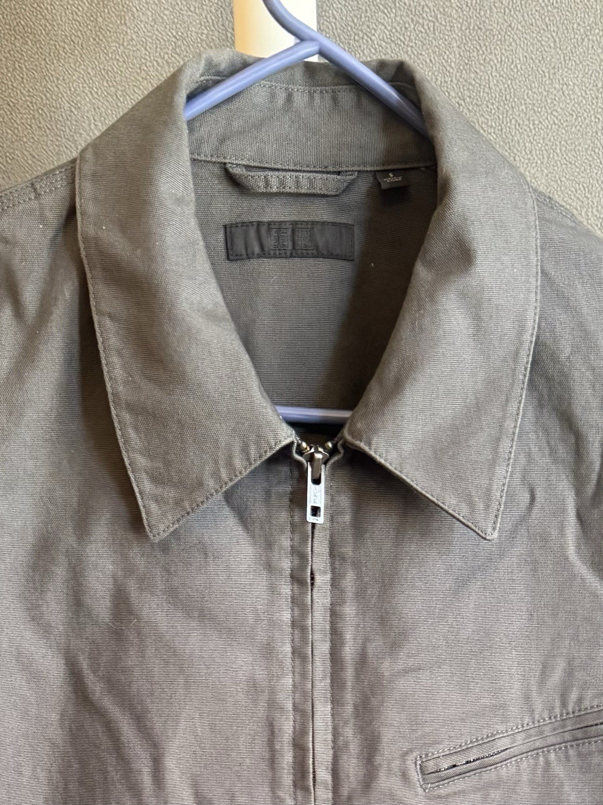 Uniqlo Men’s Zip Up Blouson Jacket Dark Gray Small Canvas Workwear Pockets