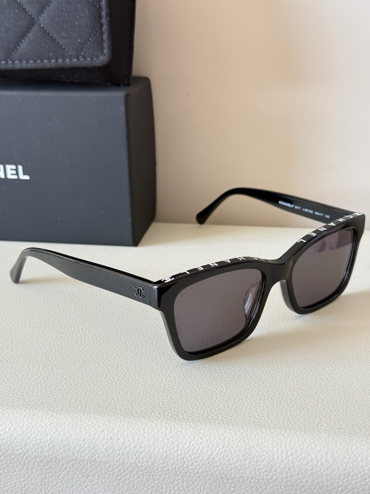 CHANEL CH5417 C501/S4 Square Sunglasses Black CHANEL CH5417 C501/S4 Square Sunglasses Black