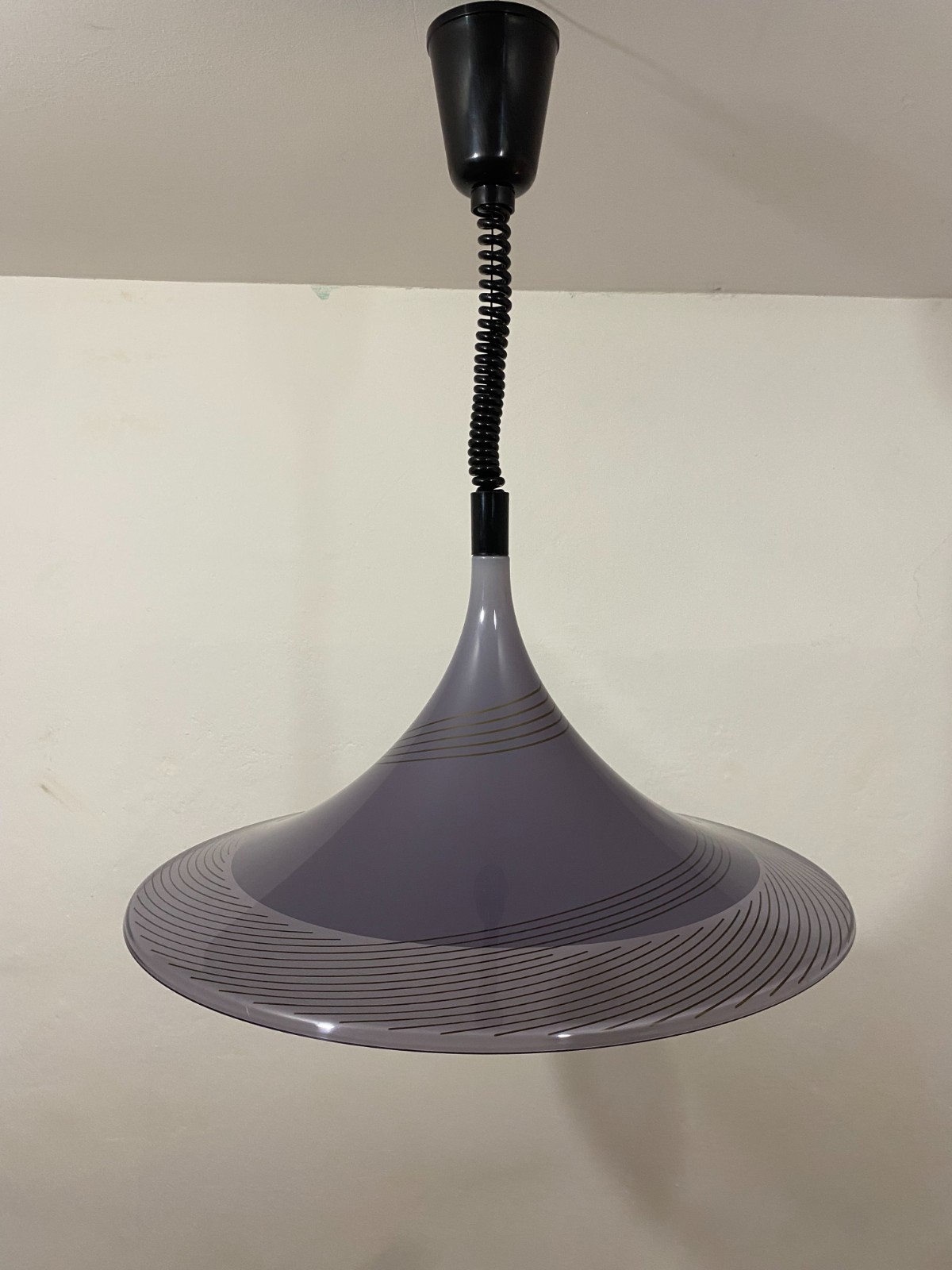 Vintage Meblo Svetila Trumpet Pendant Lamp 1970s Space Age Yugoslavia Purple Vintage Meblo Svetila Trumpet Pendant Lamp 1970s Space Age Yugoslavia Purple