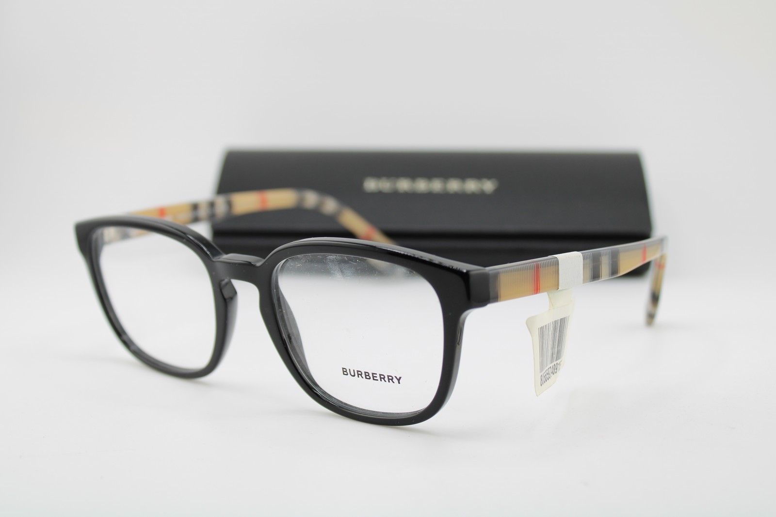NEW BURBERRY B 2344 3952 BLACK BROWN PRINT RED GREY AUTHENTIC EYEGLASSES 53-20