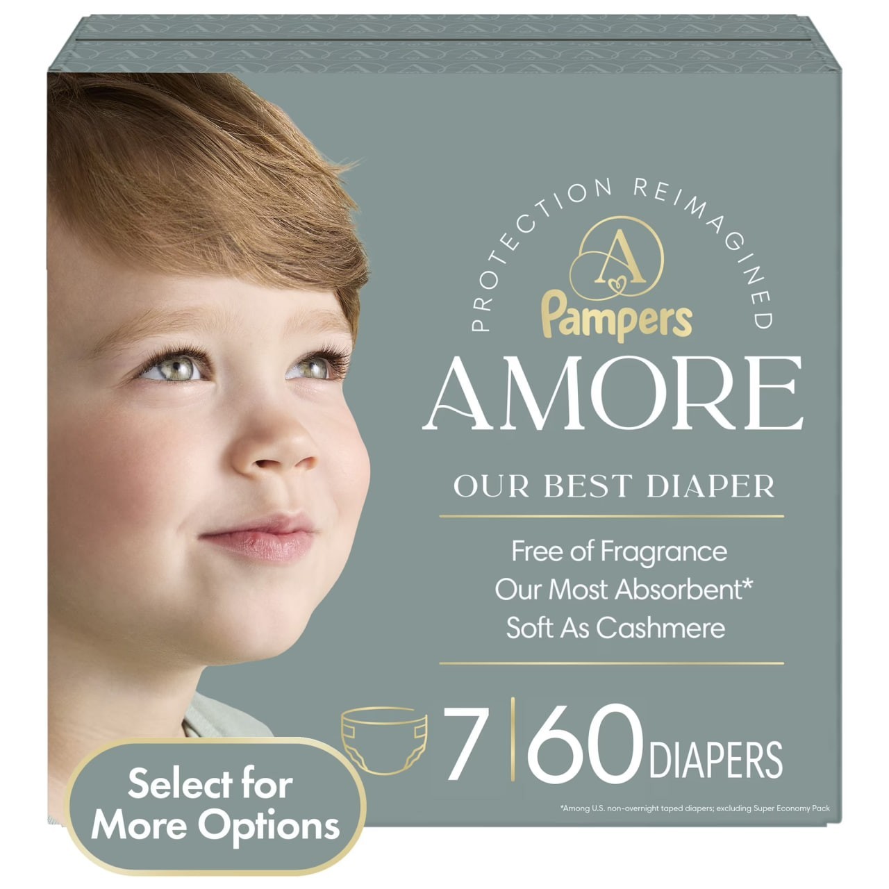 Pampers Amore Baby Diapers Size 7, 60 Count