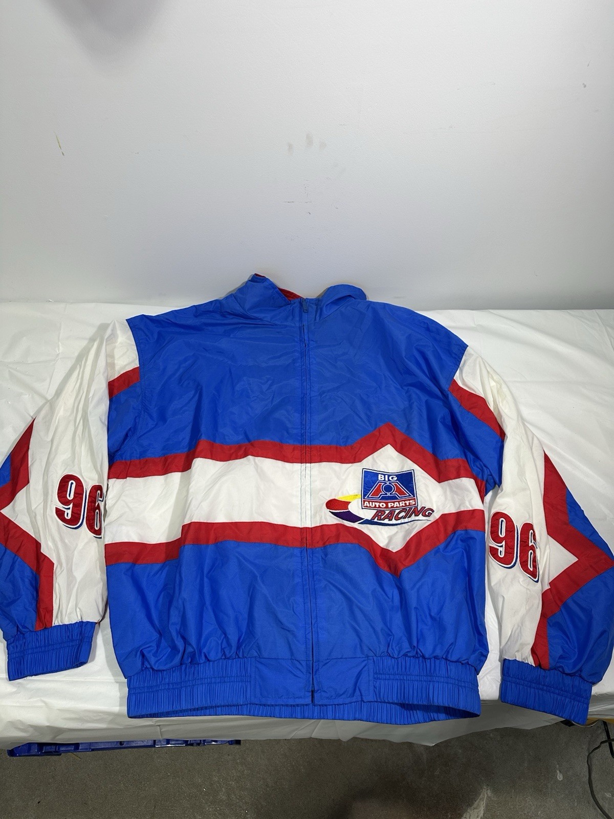 Vintage 90s Big A Auto Parts Racing Dealer Jacket XL NASCAR #96 Windbreaker⁠