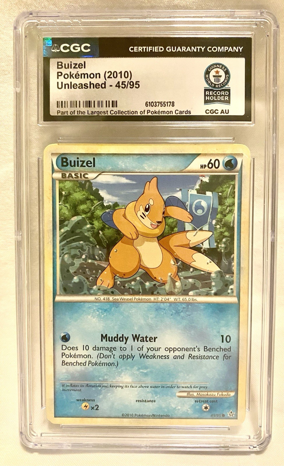 2010 Pokemon Buizel 45/95 Unleashed CGC Authenticated WORLD RECORD 2010 Pokemon Buizel 45/95 Unleashed CGC Authenticated WORLD RECORD