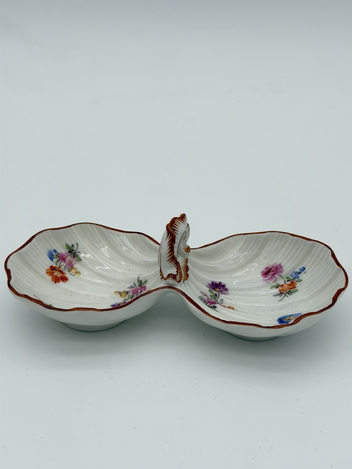 Antique Meissen porcelain double sided dish /tray floral painted 18th century Antique Meissen porcelain double sided dish /tray floral painted 18th century