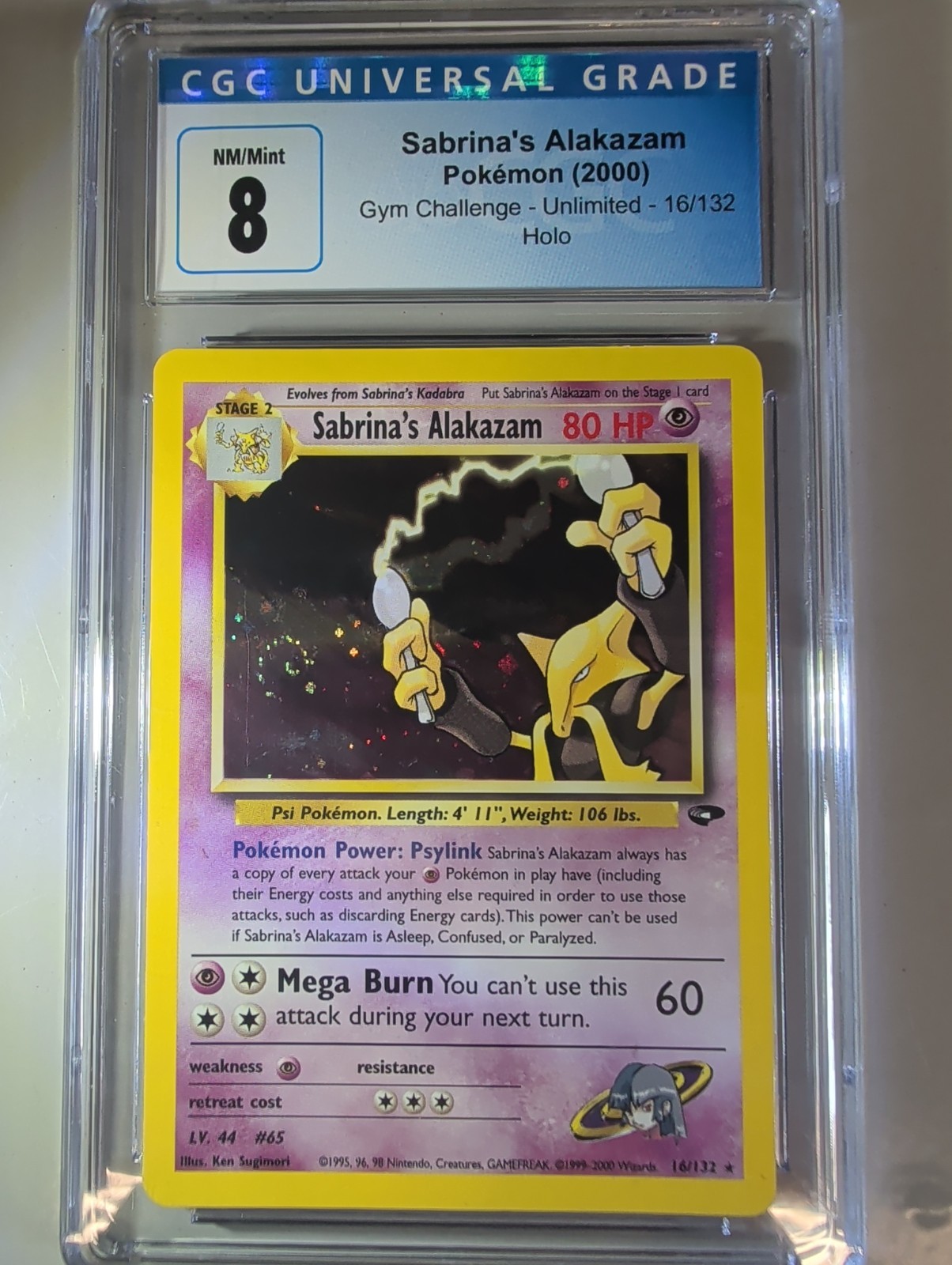 WOTC 2000 Pokemon Sabrina's Alakazam Gym Challenge Holo #16 CGC 8 NM-Mint SWIRL WOTC 2000 Pokemon Sabrina's Alakazam Gym Challenge Holo #16 CGC 8 NM-Mint SWIRL