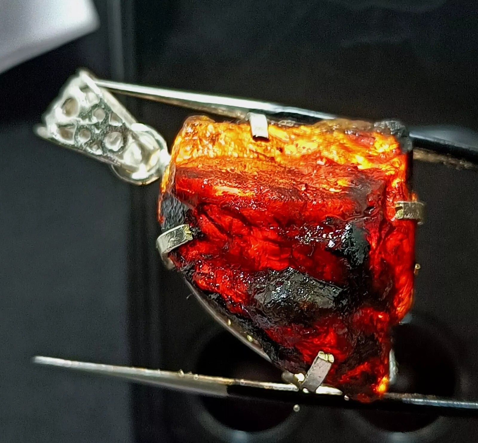 Natural Poland 49.50 Ct Amber Rough Sterling Solid Silver Pendant Gemstone