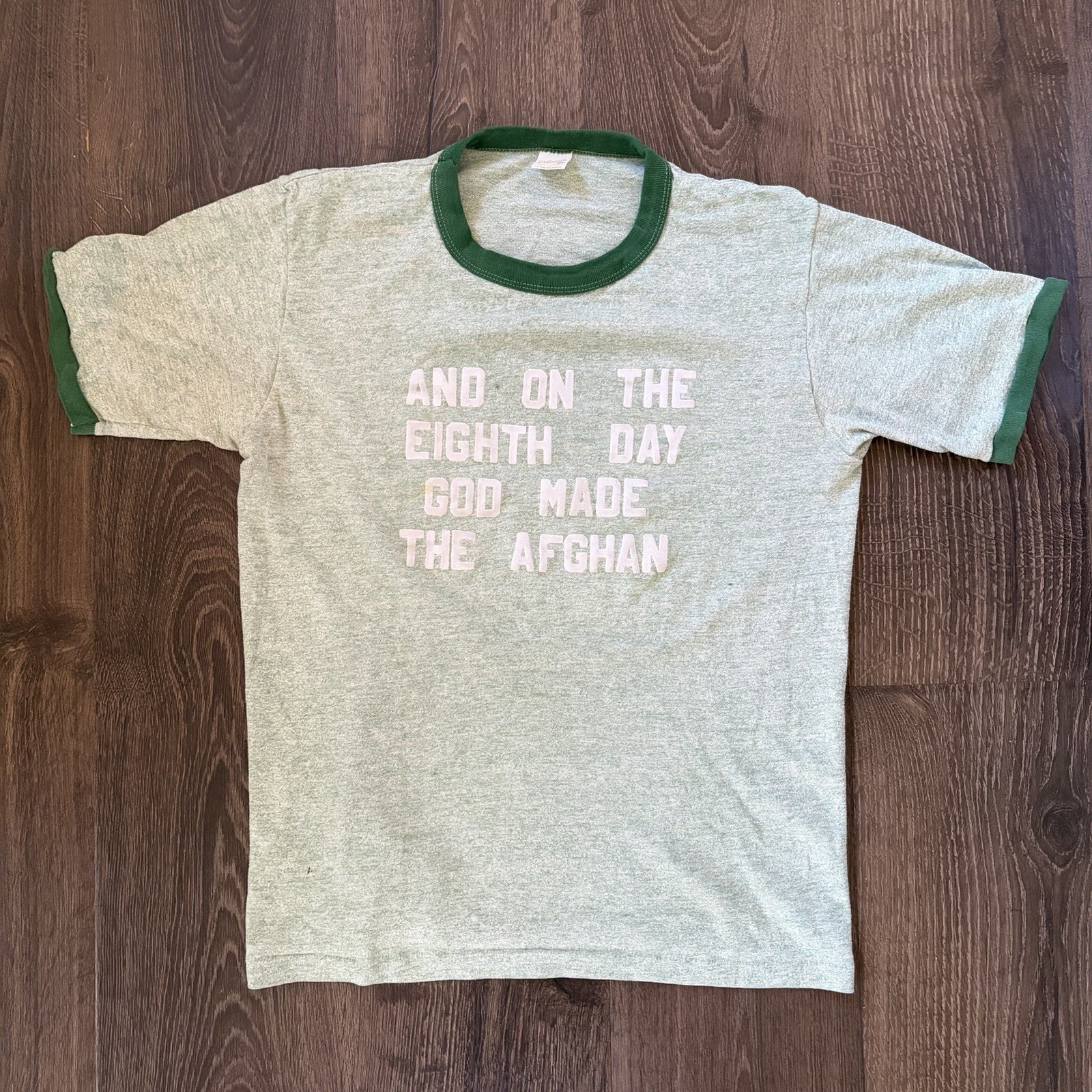 Vintage 70s T Shirt Eighth Day God Made The Afghan Ringer Starwyn Kennel