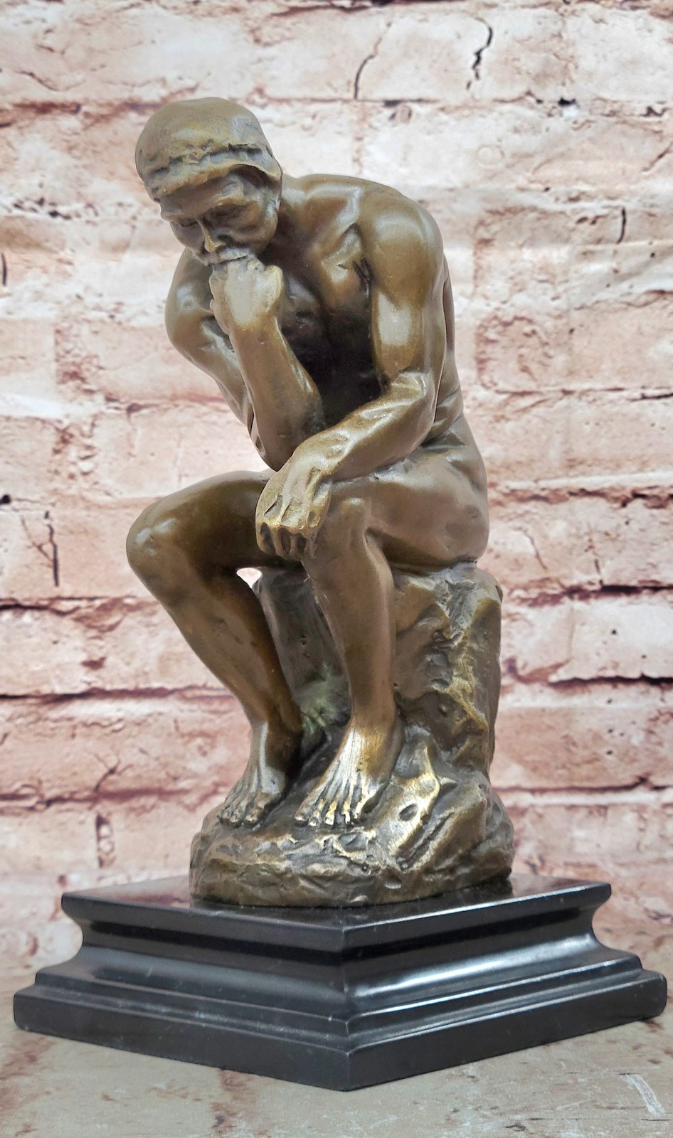 Large Rodin Famous The Thinker Bronze Marble Sculpture Art Deco Marble Artwork