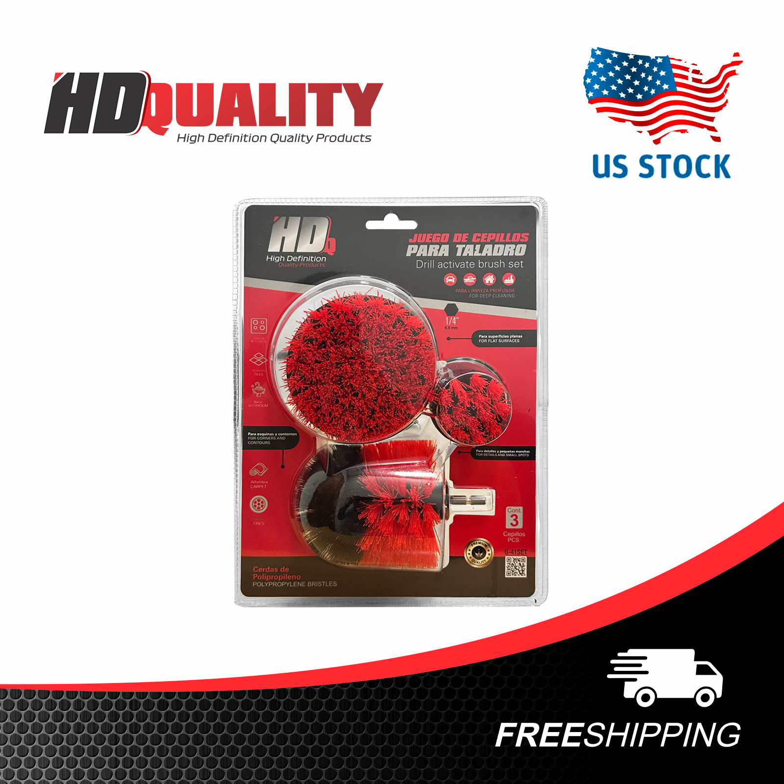 HDQ 3 PCS PREMIUM DRILL BRUSH KIT - POWER SCRUBBER