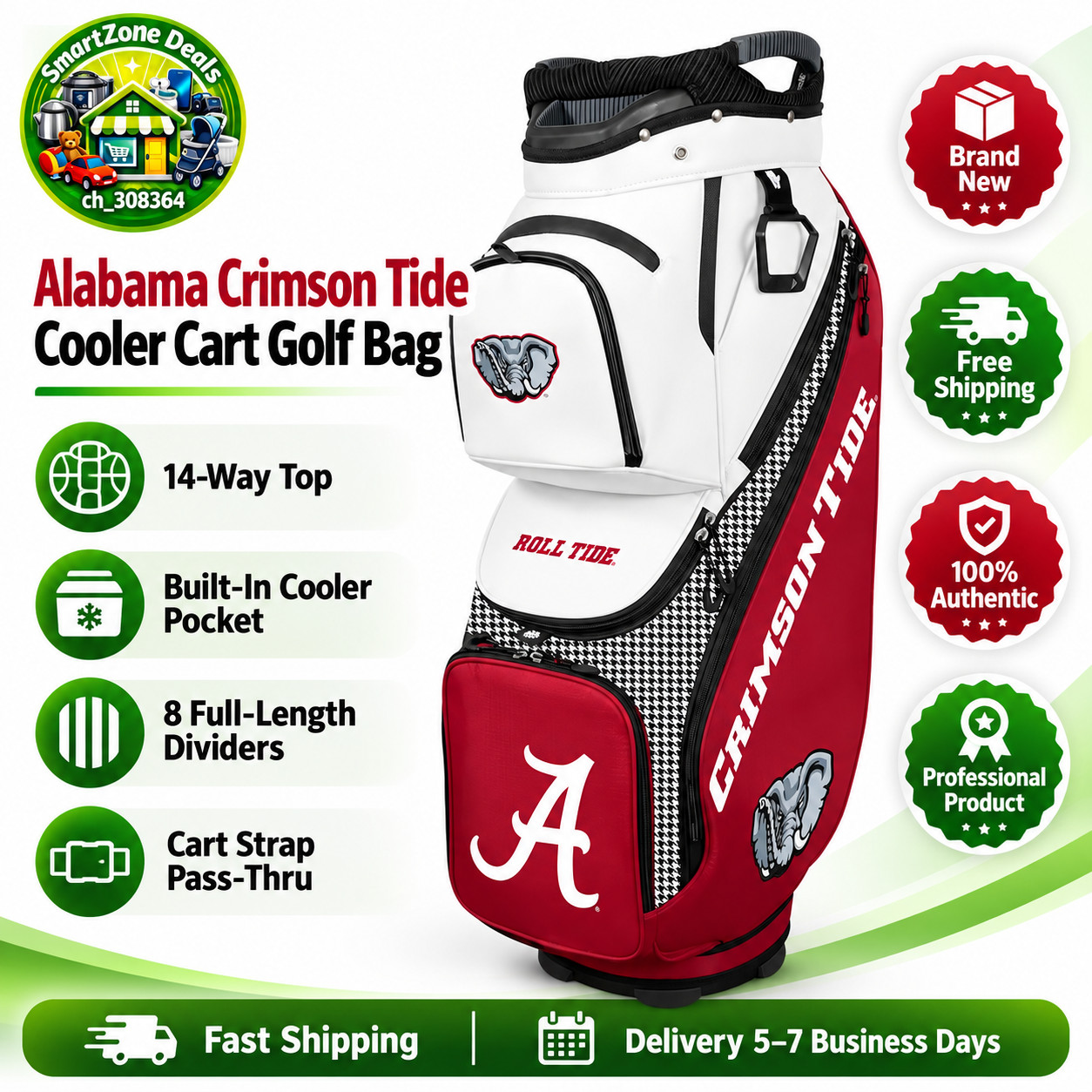 🏌️ Big Sale Alabama Crimson Tide WinCraft Clubhouse Cooler Cart Golf Bag