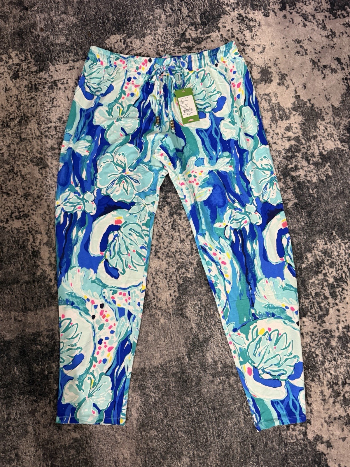 NWT Lilly Pulitzer Lola Pant Brilliant Blue Aquatic Garden Size L