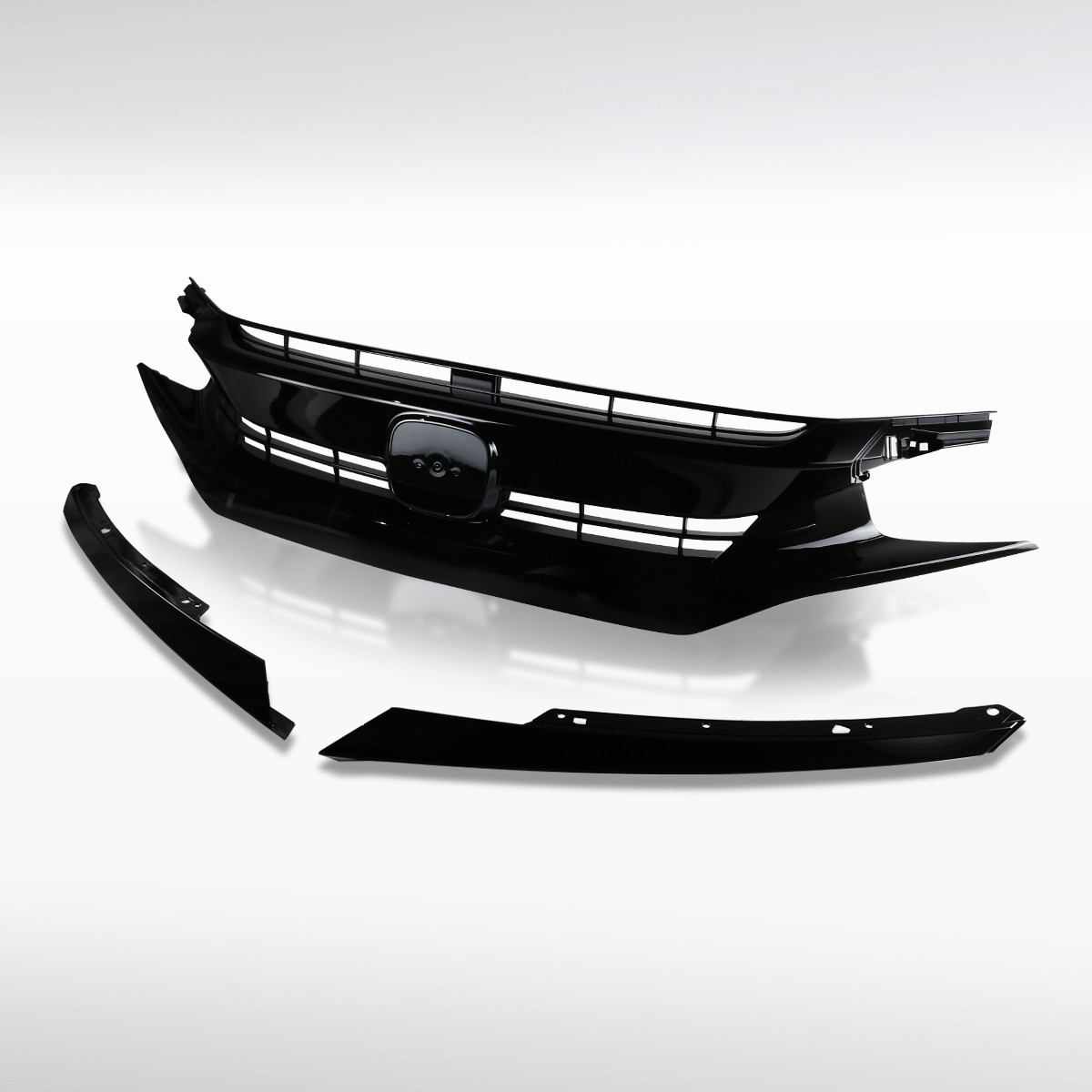 Fit 2016-2018 Honda Civic Glossy Black Vertical Billet Front Bumper Hood Grille Fit 2016-2018 Honda Civic Glossy Black Vertical Billet Front Bumper Hood Grille