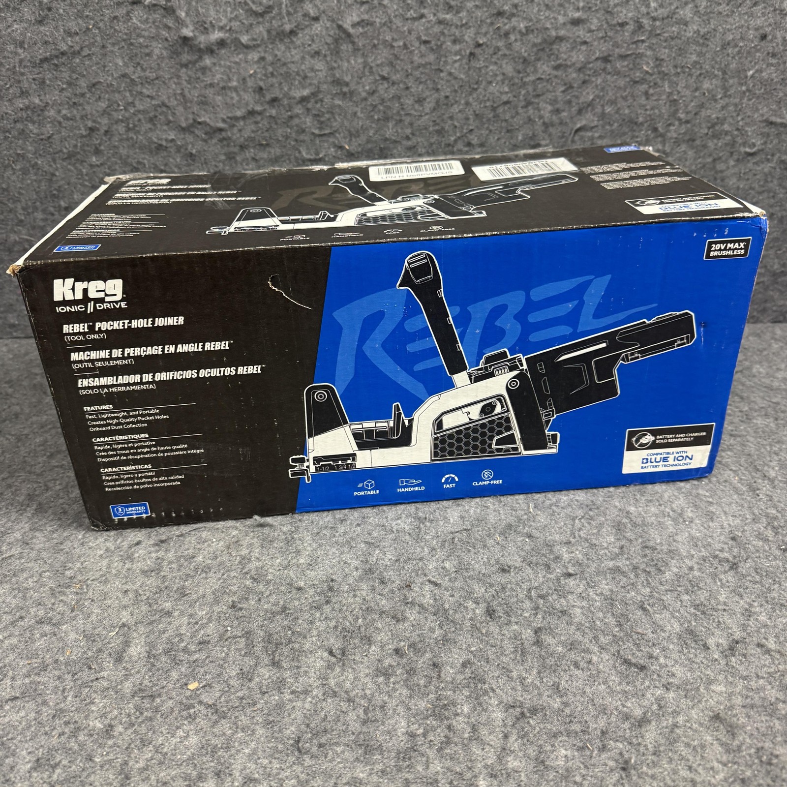 Kreg KPTRB100A Rebel 20V Ionic Drive Pocket-Hole Joiner (Tool Only)