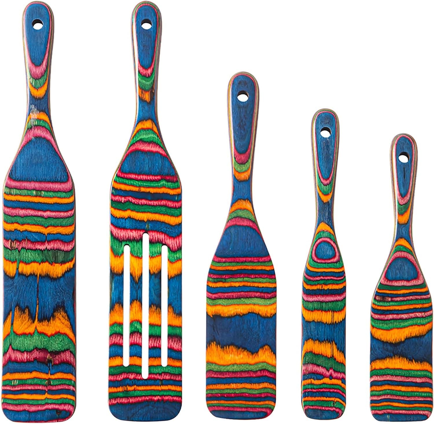 Pakkawood Spurtle Set, Gudamaye 5 Pcs Pakkawood Kitchen Utensils, Wooden Spoo...