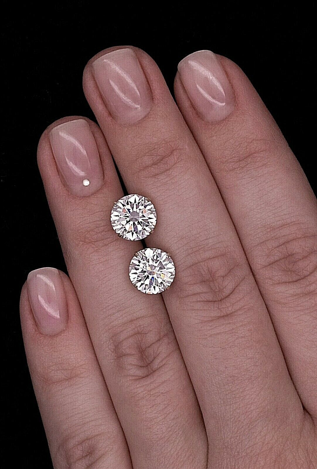 3 Ct TW Moissanite Solitaire Stud Earrings 14K White Gold GRA Certified FL/D 8mm