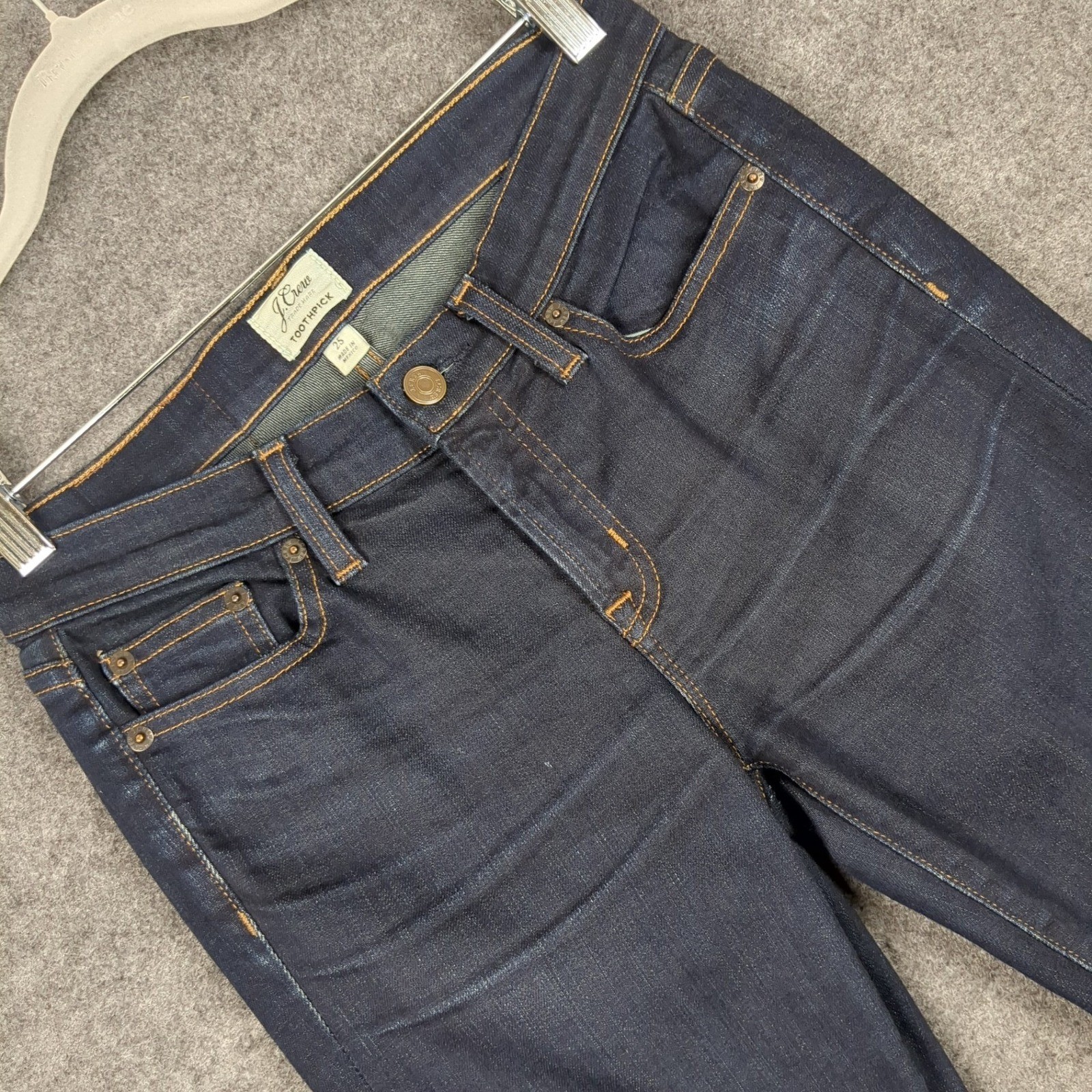 J Crew Toothpick Skinny Jeans Womens 25 Dark Wash Indigo Mid Rise Denim 5-Pocket