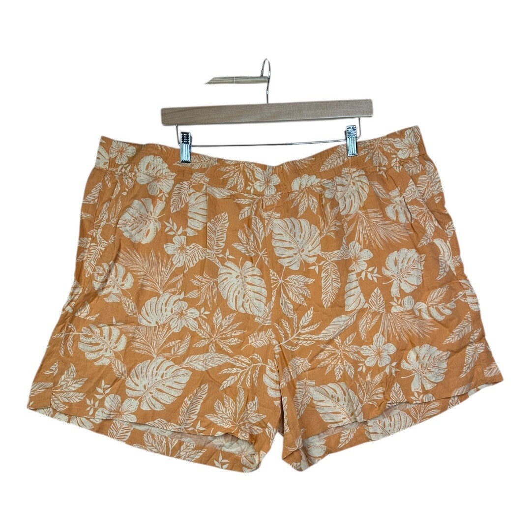 New Sonoma Tropical Print Mid Rise Ultra Comfort Waistband Shorts size 2X Orange