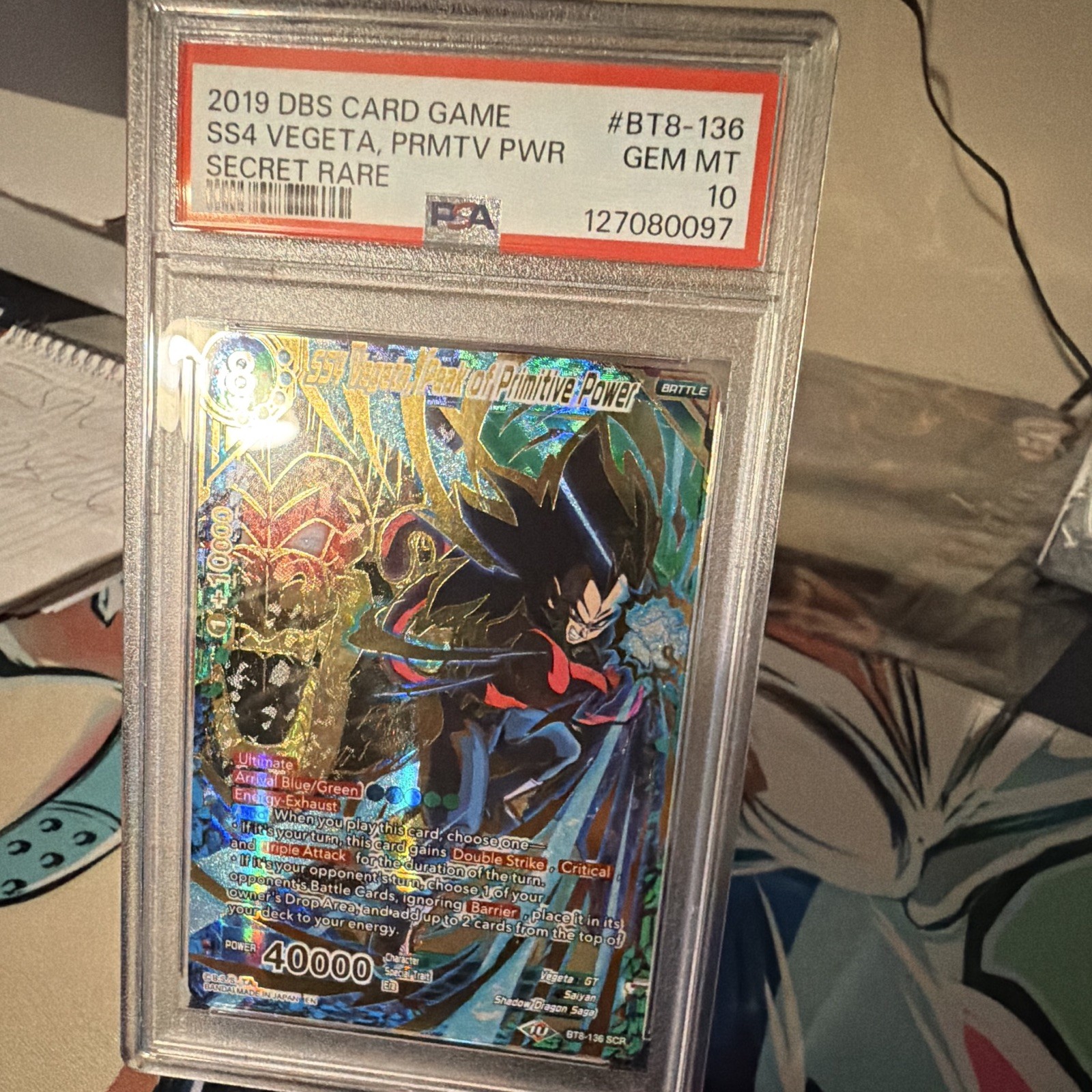 Bandai SS4 Vegeta Peak of Primitive Power BT8-136 SCR PSA 10 (2019)