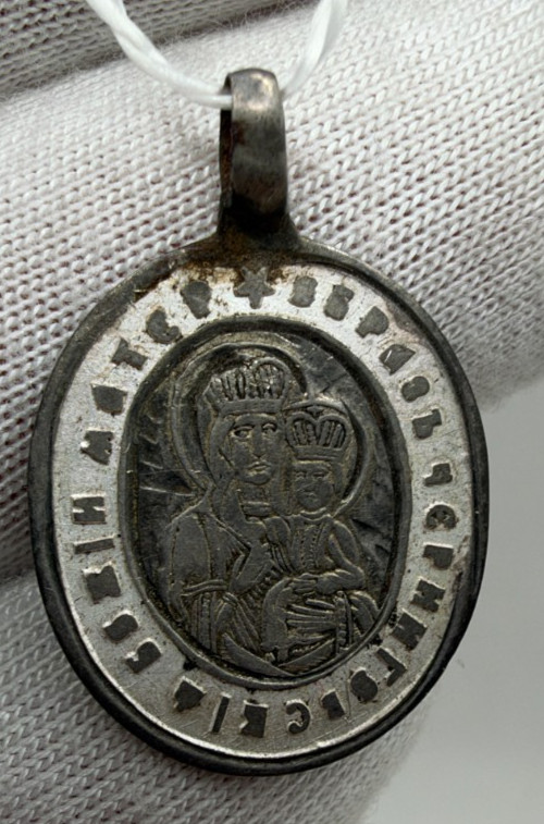 Antique Orthodox Double Sided Icon Pendant 84 Silver 875 Theodosius Chernigov